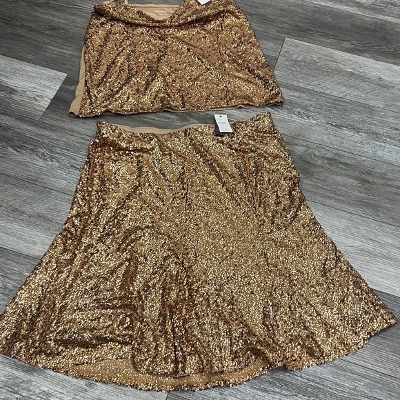 Lane Bryant Gold Sequin Cami with skirt  set!! Gorgeous!! - Picture 3 of 4